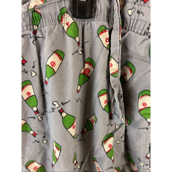 Old Navy Holiday XXL Sleep Pants Gray Green Champagne Bottles - Picture 3 of 7